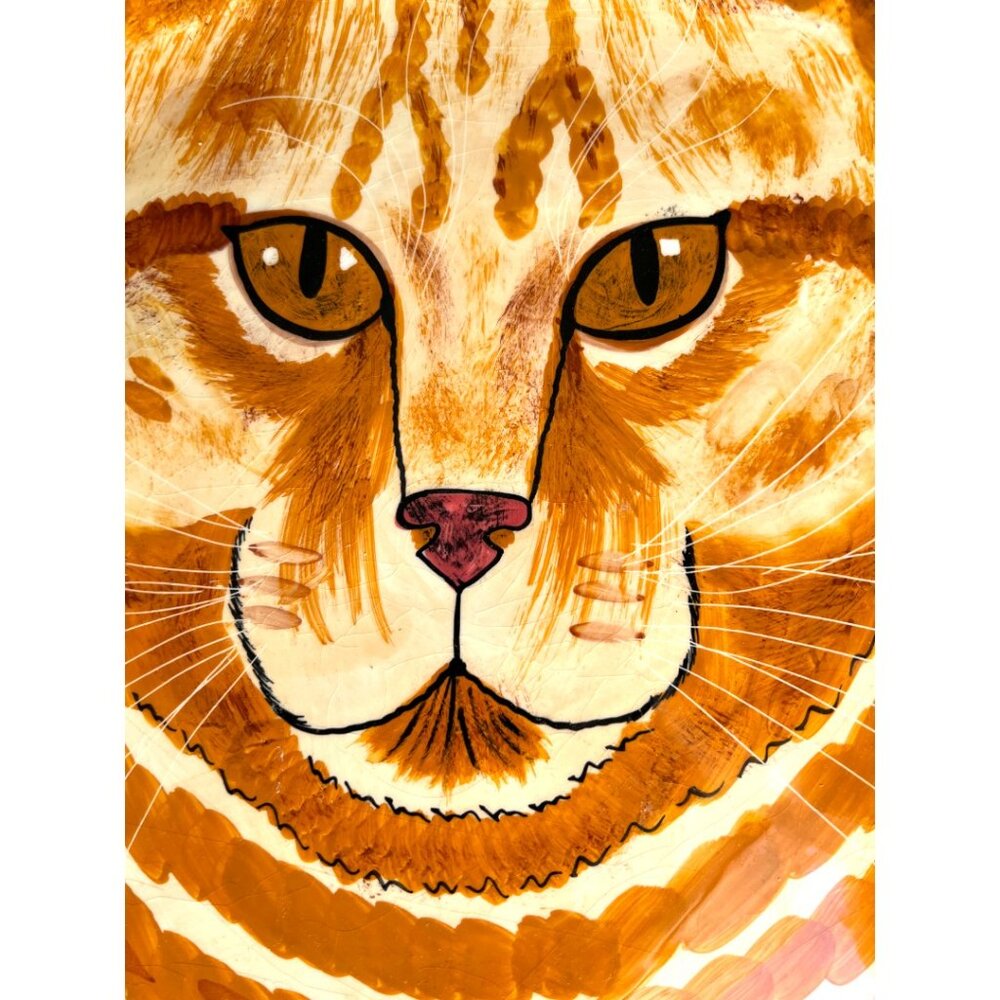 Vtg 2001 NINA LYMAN Hand-Painted Ceramic Cat Plate Large "Cats by Nina" 12.75" D - Picture 4 of 16